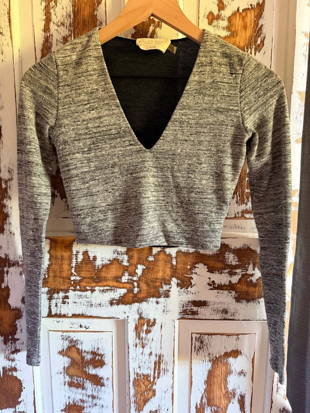 Alice + Olivia Air Long Sleeve Clean Girl Crop Top Y2K Size S